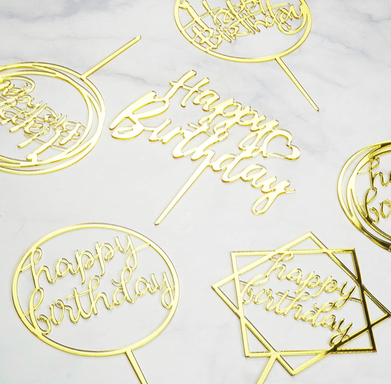 Gold Happy Birthday Pick